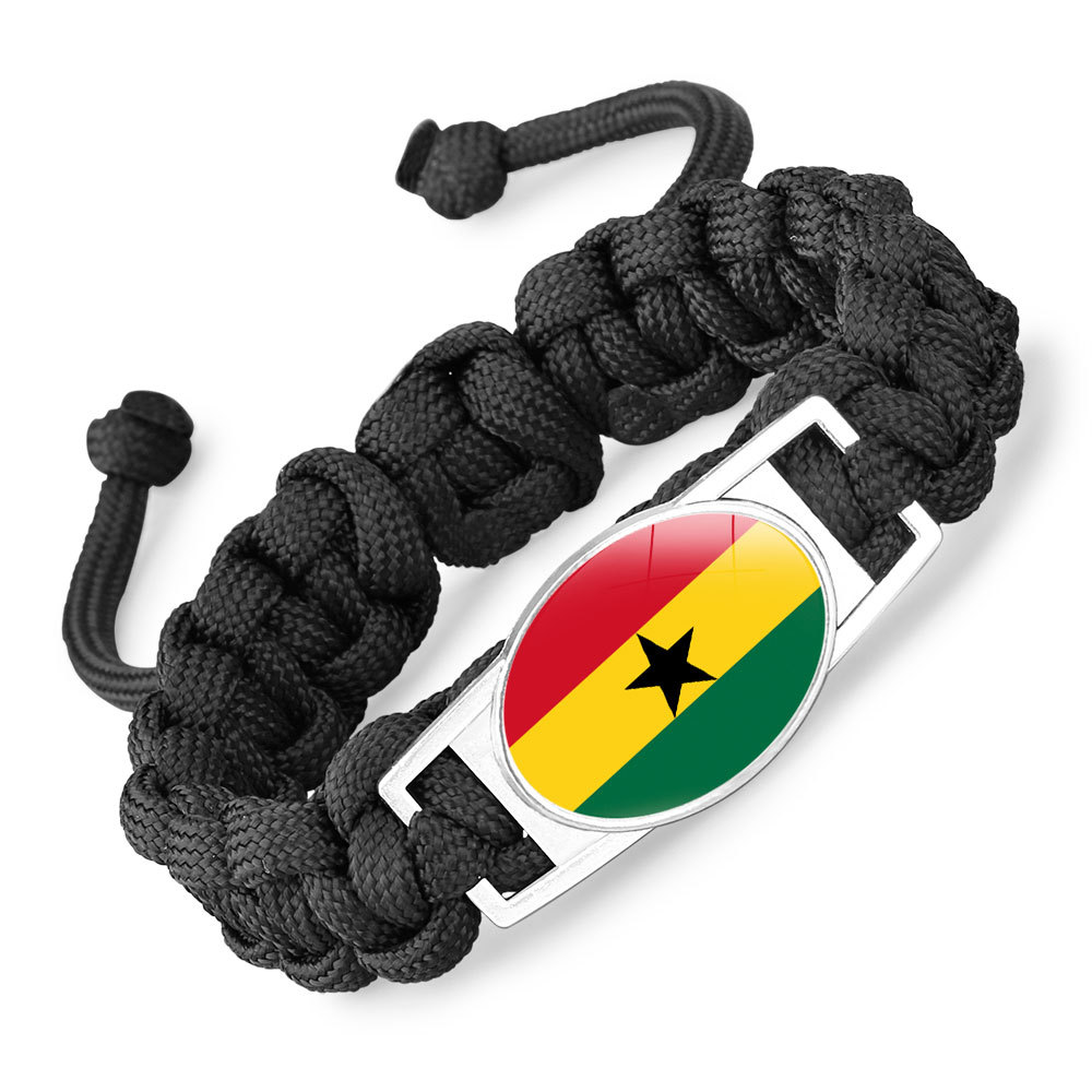 Flag-pattern Woven Adjustable Paracord Bracelet