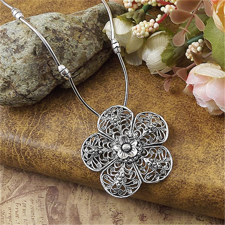 Ethnic Style Personality Silver Tibetan Accessories Necklace Sweater Chain