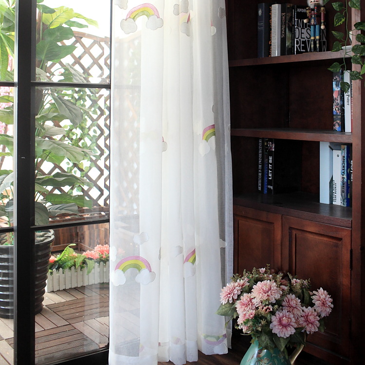 Rainbow Mesh Curtains French Pastoral Embroidery Yarn — image 1