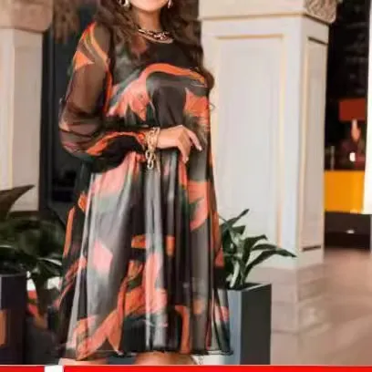 Women's Plant Print Waist Wrap Mid length Dress Red - Shop at LoveMi