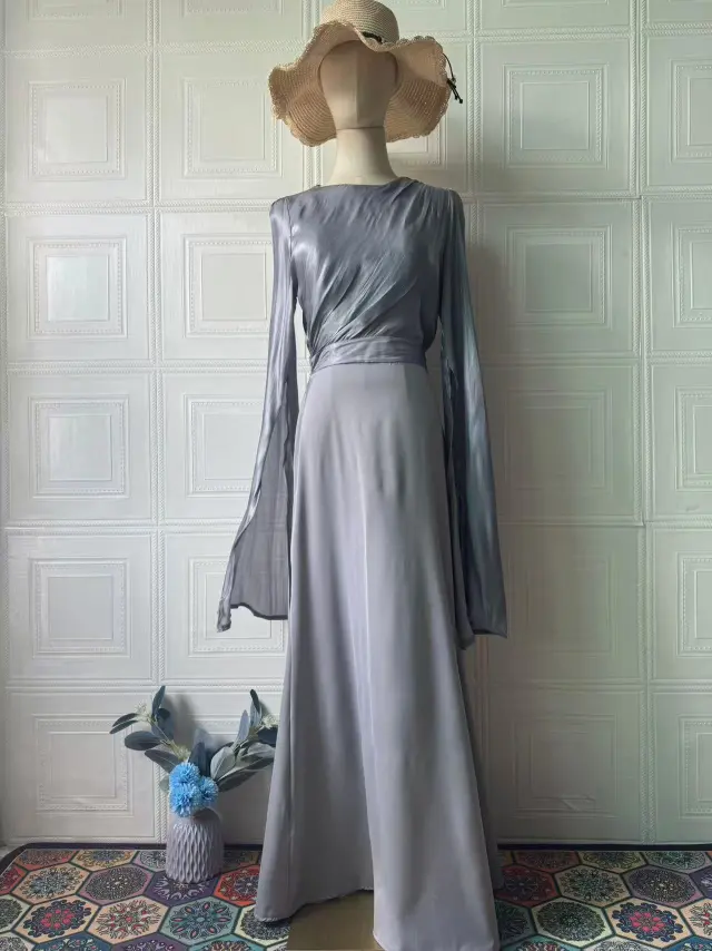 Polyester Long Sleeve Dress Dress Women Dark Gray - Shop at LoveMi