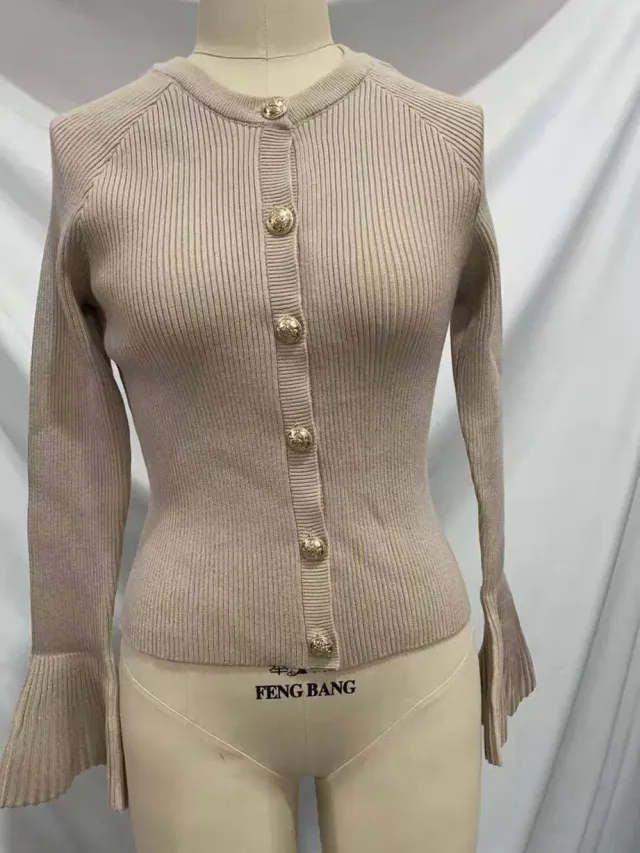 Women's Long sleeved Sweater Solid Color Base Thread Top Khaki - Shop at LoveMi