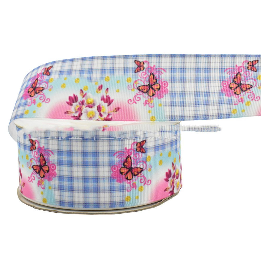 Digital Printing Ribbon Bow Handmade Webbing Satin Gradient Plaid — foto 13