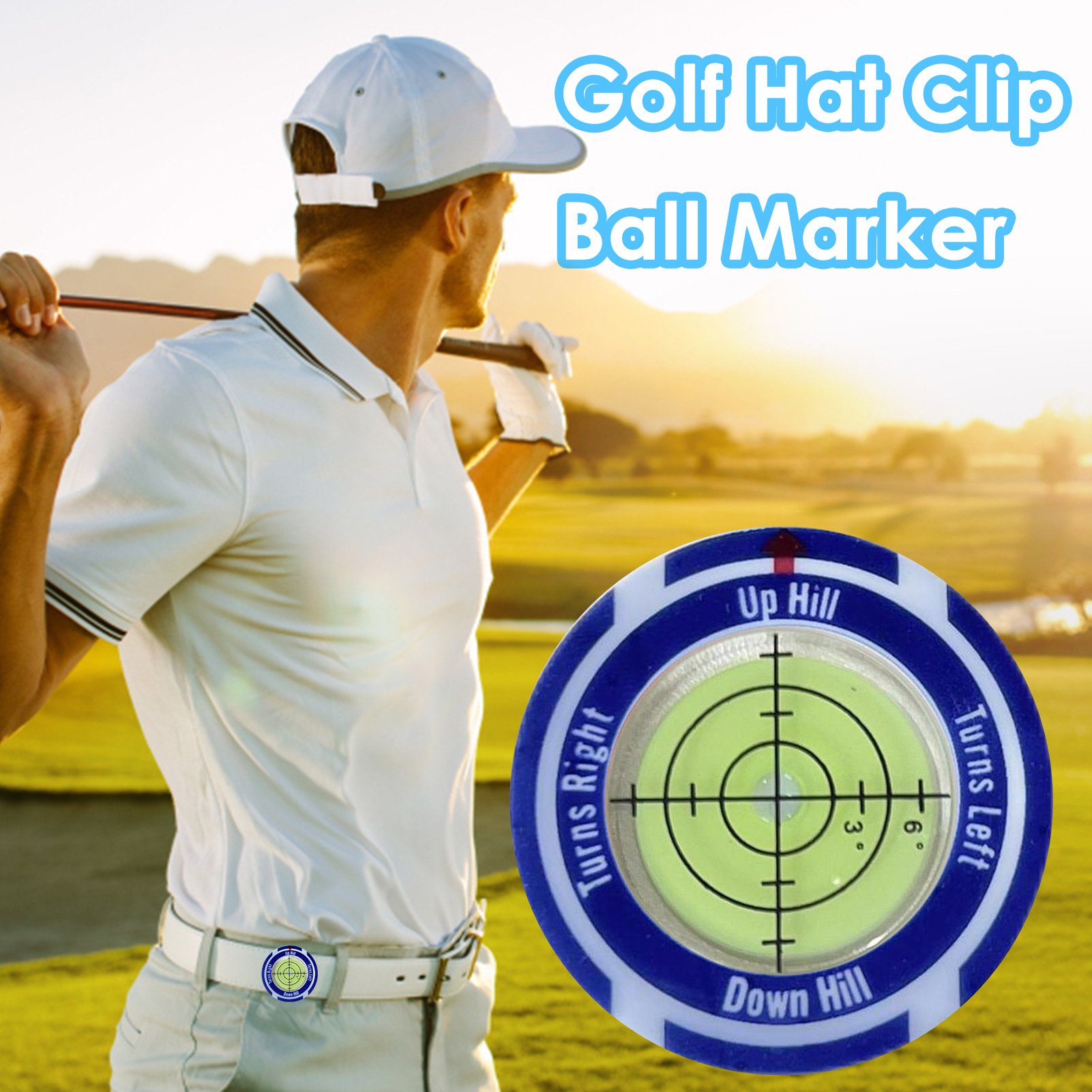 Golf Level Hat Clip Measurement With Position Mark Green Level - Image 21