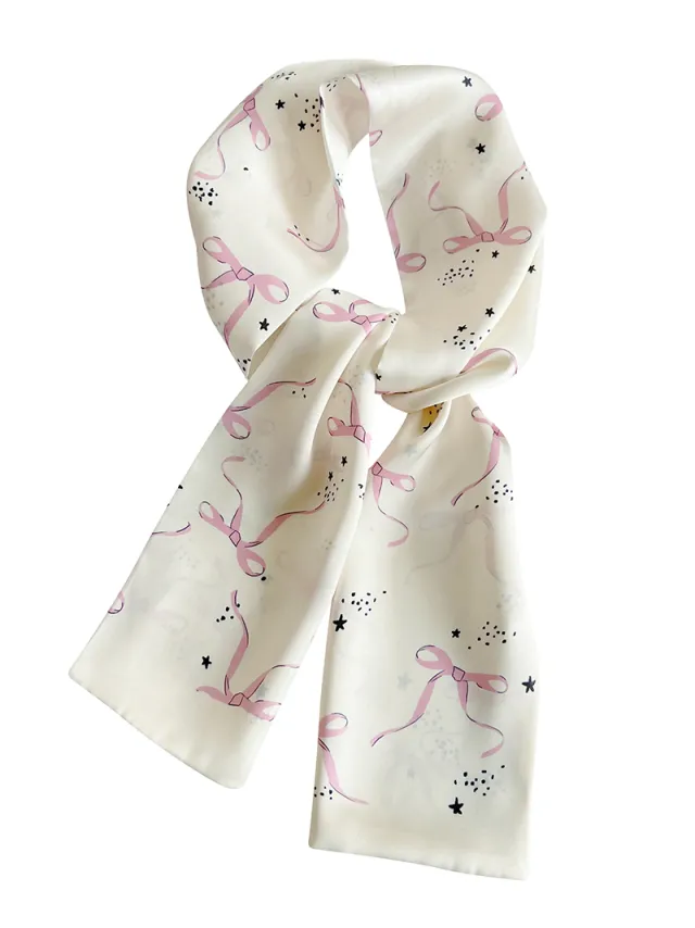 Bow Design Silk Scarf Ribbon Women's Bag Hair Band Bow Double Layer - Shop at LoveMi