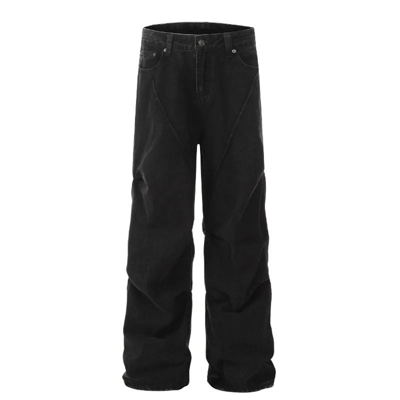 High Waist American Retro Loose Black Jeans For Women - Black