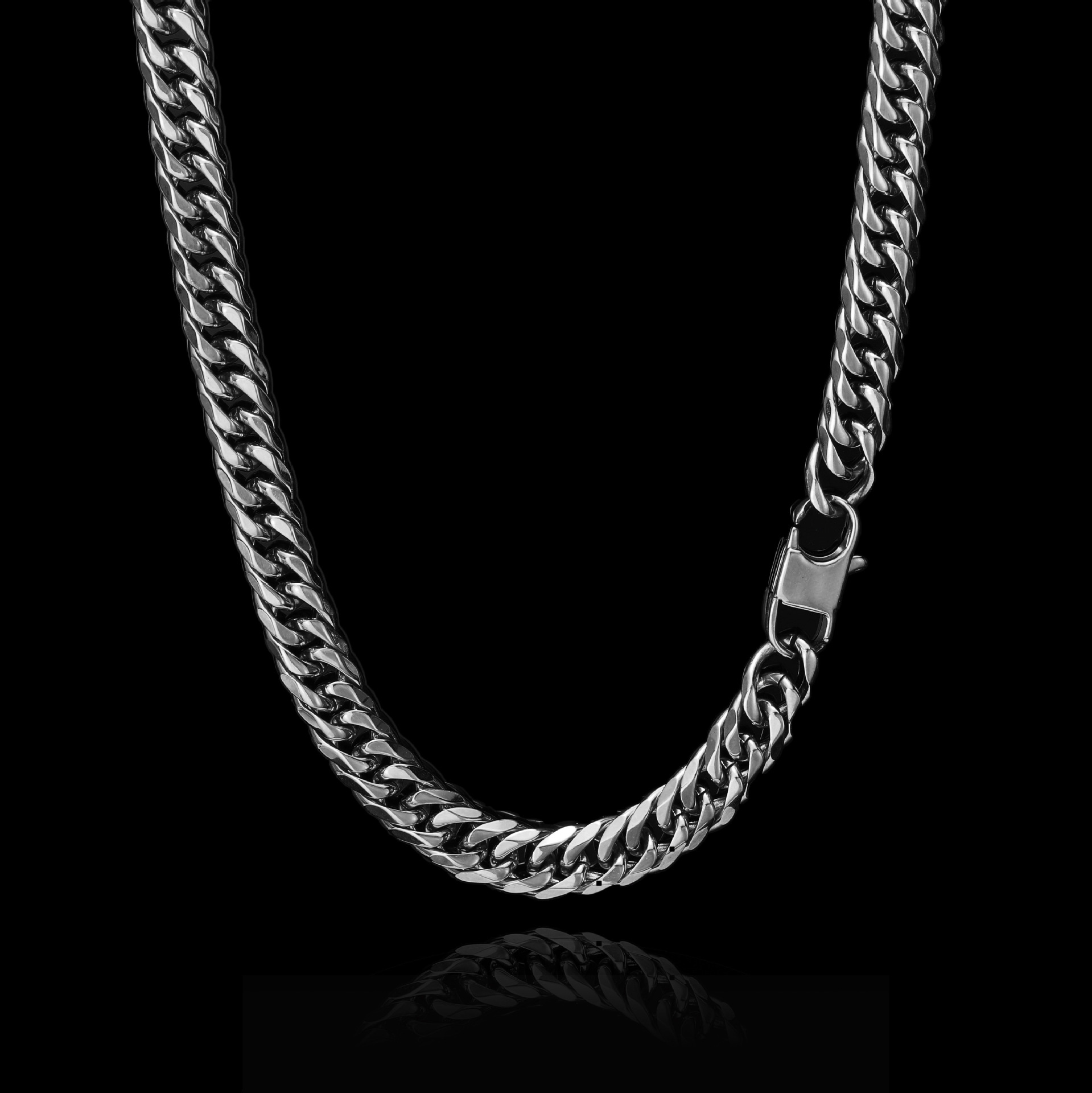 Electroplated Stainless Steel Cuban Link Chain Jeans Button Six-sided Grinding Titanium Steel Necklace