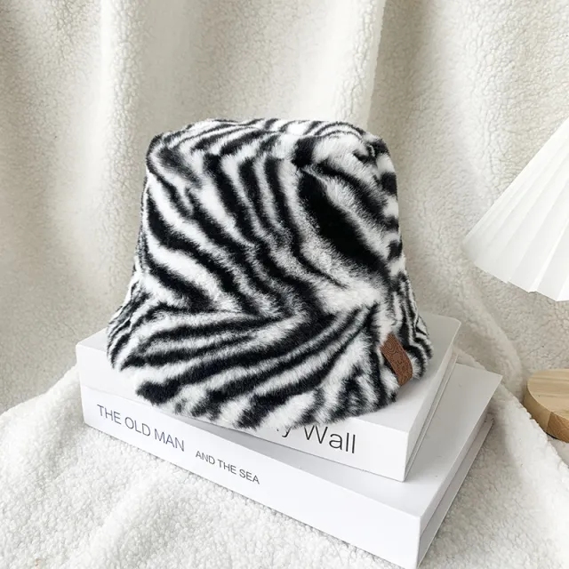 Fleece lined Warm Face covering Bucket Hat Zebra Stripes - Shop at LoveMi