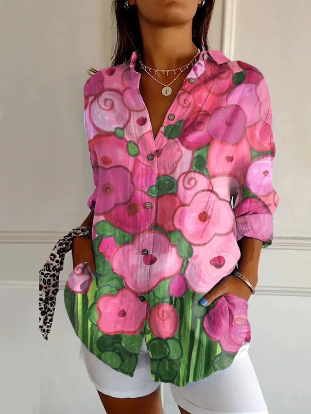 Long Sleeve Beach Travel Printed Shirt Yk1580Pk S - Shop at LoveMi