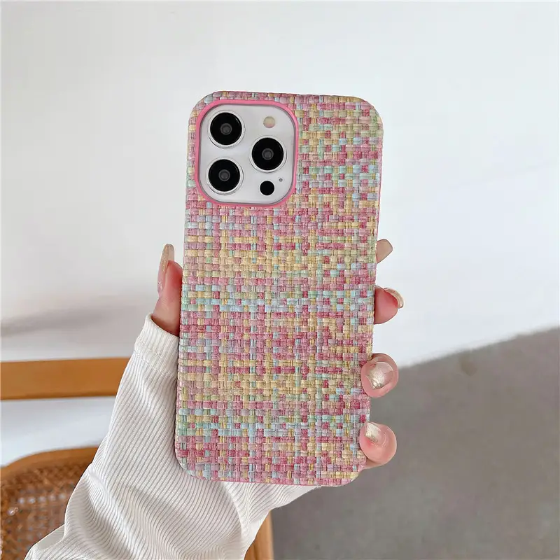Woven Pattern Autumn And Winter Solid Color Drop-resistant Phone Case