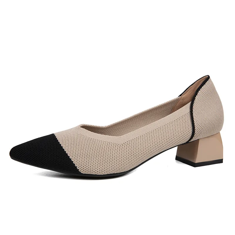 Japanese And Korean Flying Woven Women Pumps Simple - Apricot