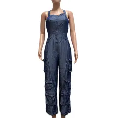 Women's Fashion Personality Denim Jumpsuit - Royal Blue - View 1