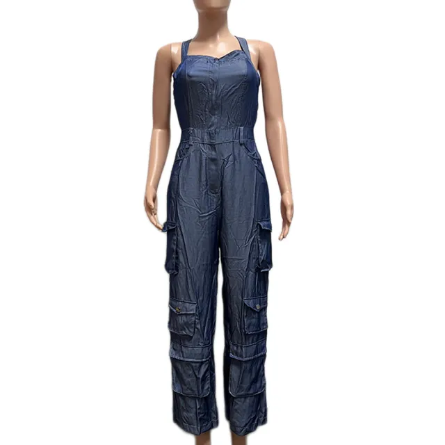 Women's Fashion Personality Denim Jumpsuit Royal Blue - Shop at LoveMi