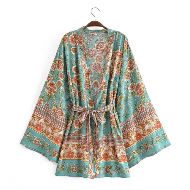 New Autumn Four Color Rayon Watermark Print Waist Belt Green - Shop at LoveMi