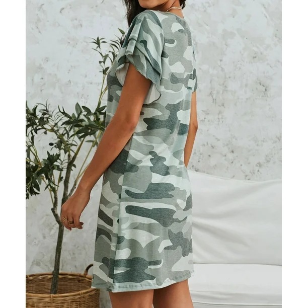 Summer Short Sleeve Round Neck Skirt