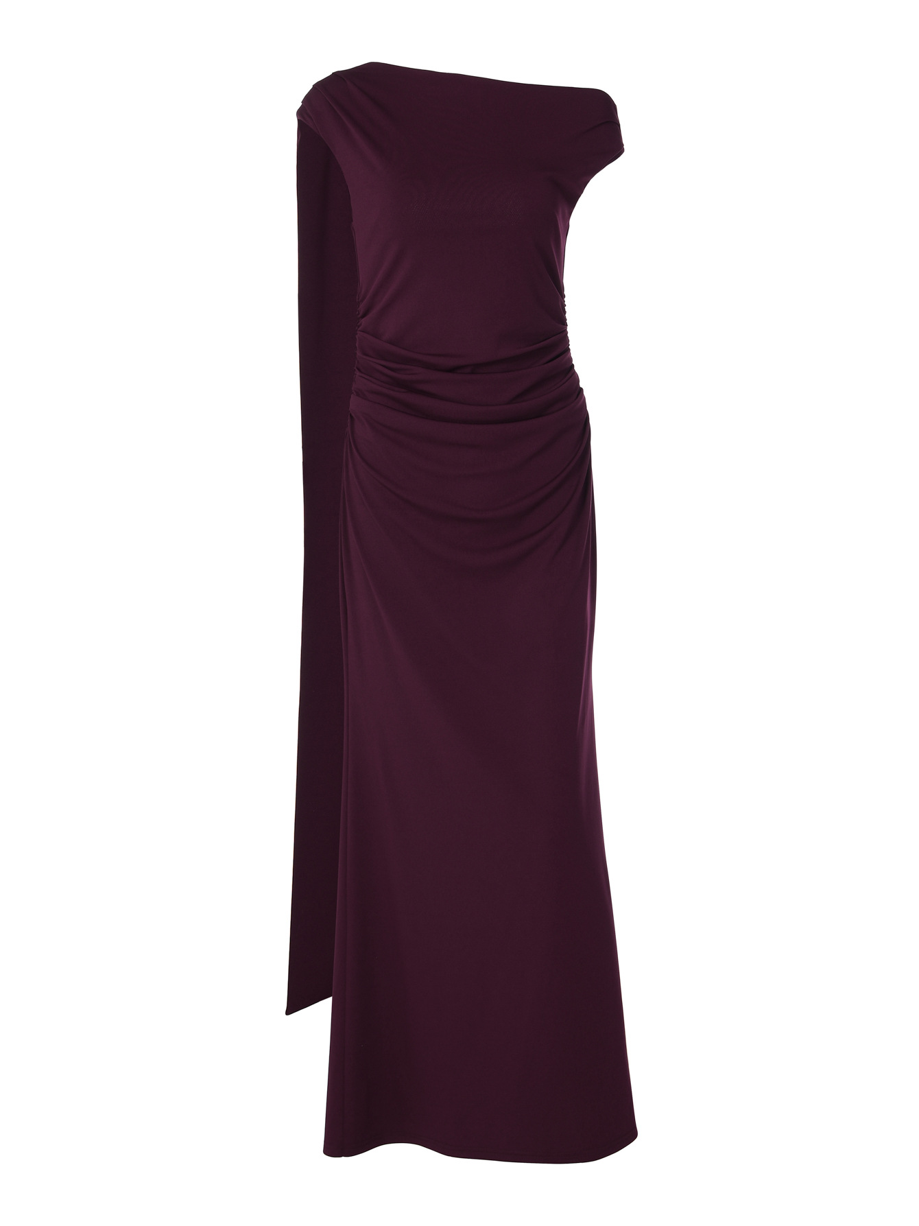 New Stylish High waisted Long Dress With A Slanted Neckline Wine - Shop at LoveMi