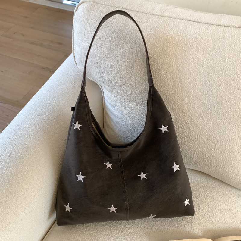 Five-Pointed Star Embroidered Commuter Shoulder Fashion Tote Bag For Women — image 1