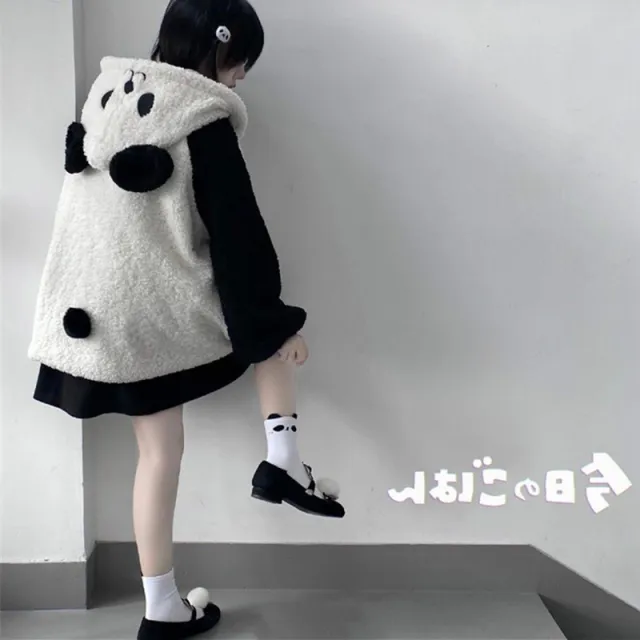 Autumn And Winter Japanese Style Soft Girl Berber Fleece Coat Women's Loose All matching Black And White - Shop at LoveMi