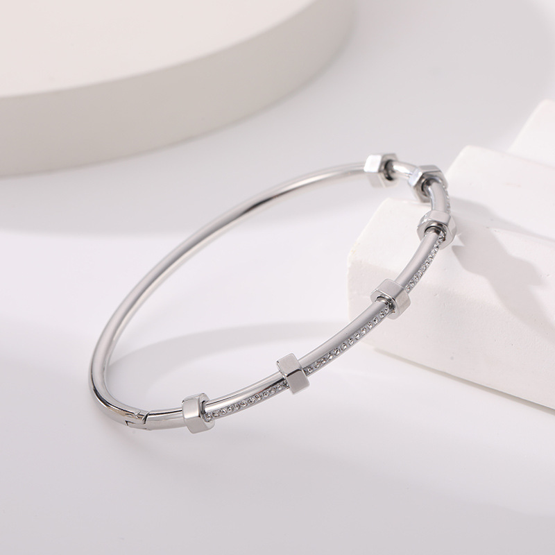 Stainless Steel Nail Mud Diamond Bracelet For Women