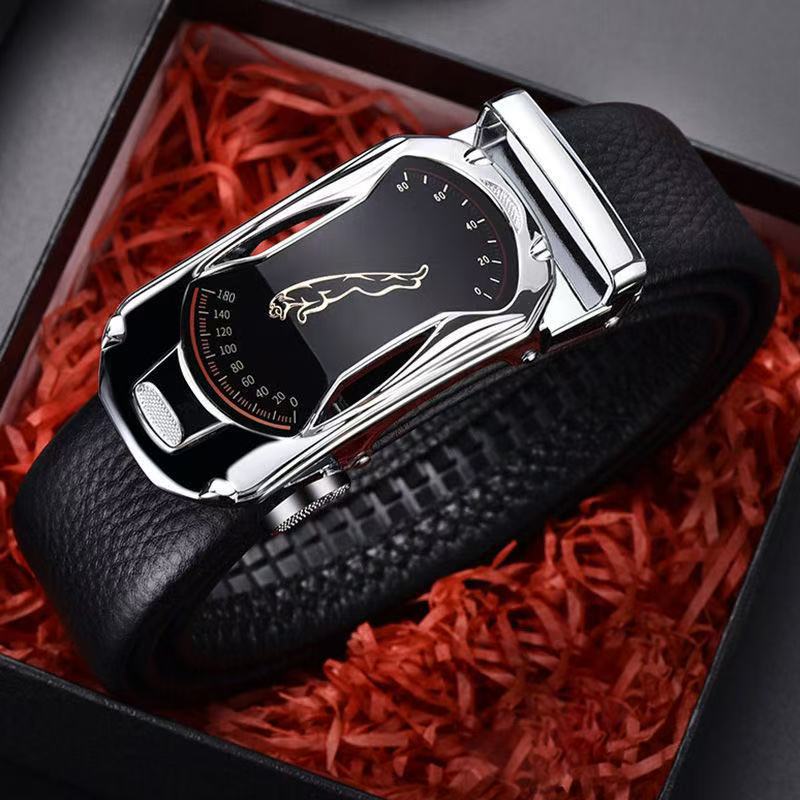 Mens Trendy Wide Leather Belt With Automatic Buckle