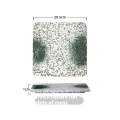 Ceramic Tableware Square Square Plate Dish - 8Inches Moss - View 1