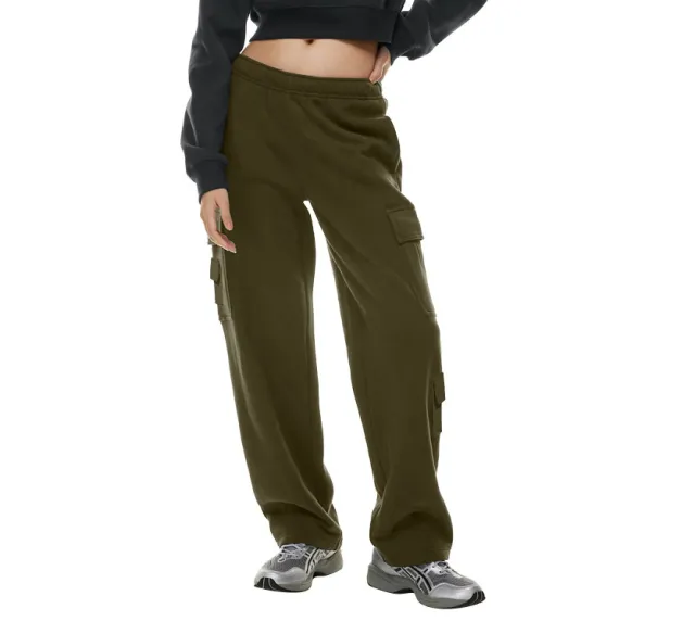 Women's Fashion Work Clothes Pocket Sweatshirt Trousers Army Green - Shop at LoveMi