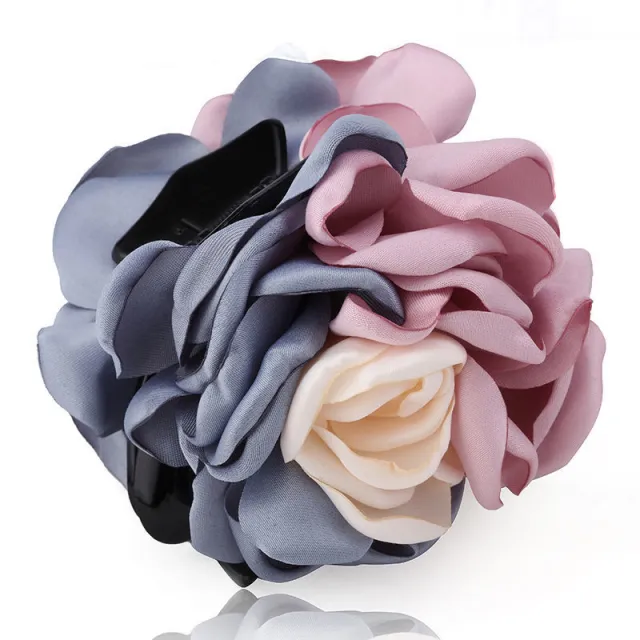 Korean Flower Large Hair Clip Blue Pink Bud Grip - Shop at LoveMi