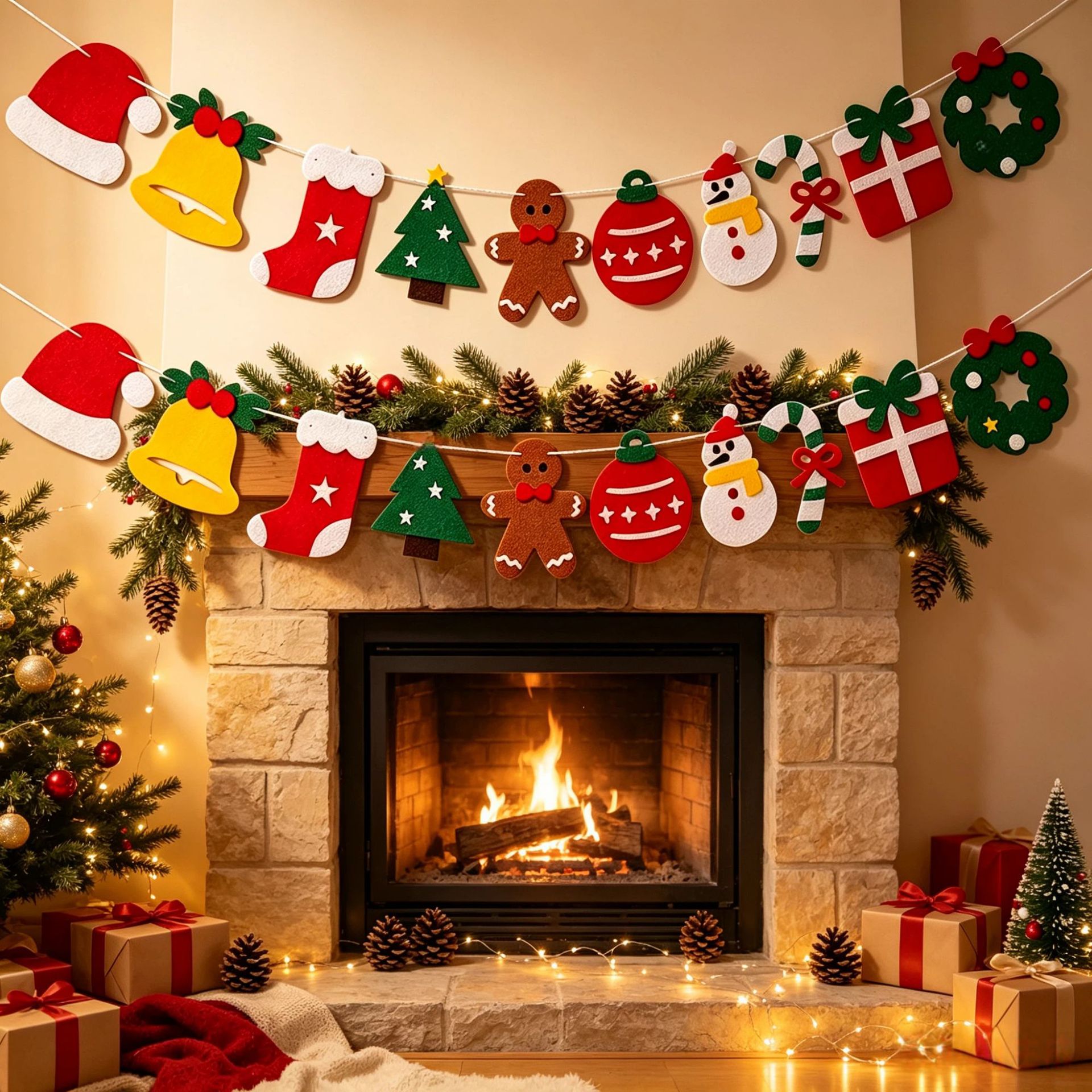 Christmas felt banner ornament hanging decoration