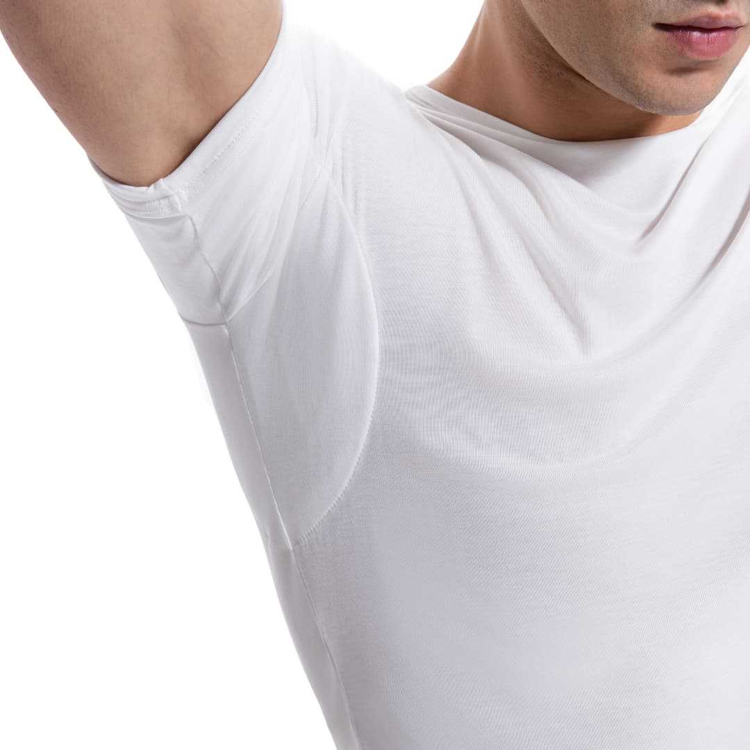 Mens V-neck T-shirt With Sweat-absorbing Pads Under The Arms