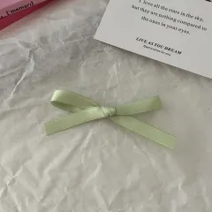 Sweet Girl Bow Ribbon Barrettes - 6 Green - View 1