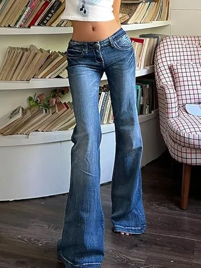Women's Jeans American Retro Spicy Girl Bell bottom Pants Slim And Slimming Stretch Dark Blue - Shop at LoveMi