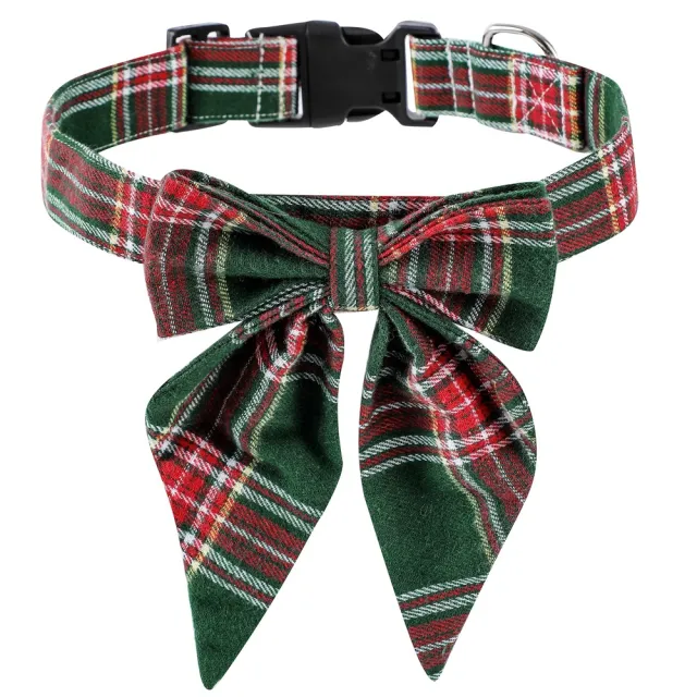 Pet Collar Bow Tie Christmas Dog Green Plaid - Shop at LoveMi