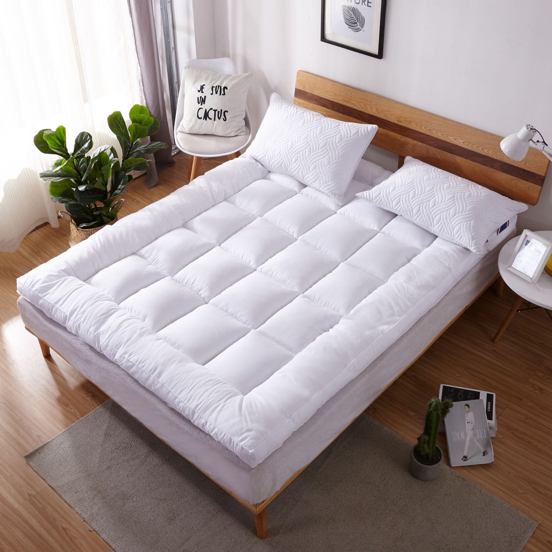 Thickened Microfiber Mattress Topper, Non-slip Bed Pad For Home Use