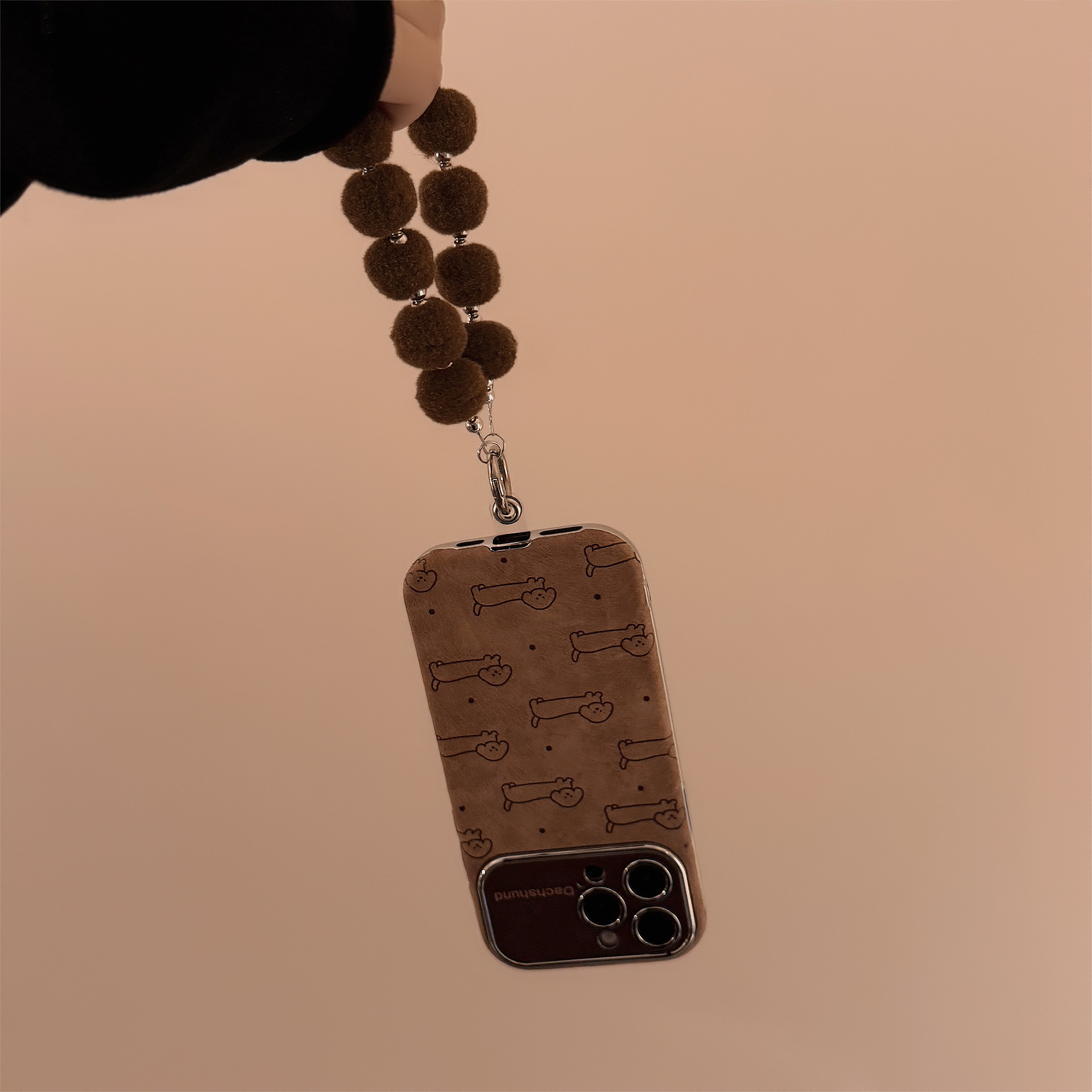 Line-design Plush Phone Case With Lanyard Full-body Protection