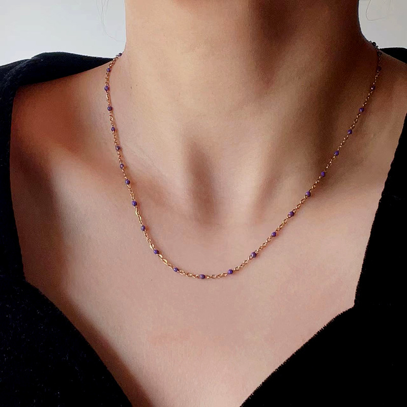 Colored Drip Glaze Beanie Necklace For Women Light Luxury Minority - Jewelry & Watches