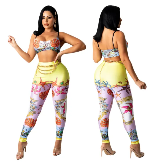 Sexy Fashion Printed Trousers Casual Two piece Suit K7034 1 Xl - Shop at LoveMi