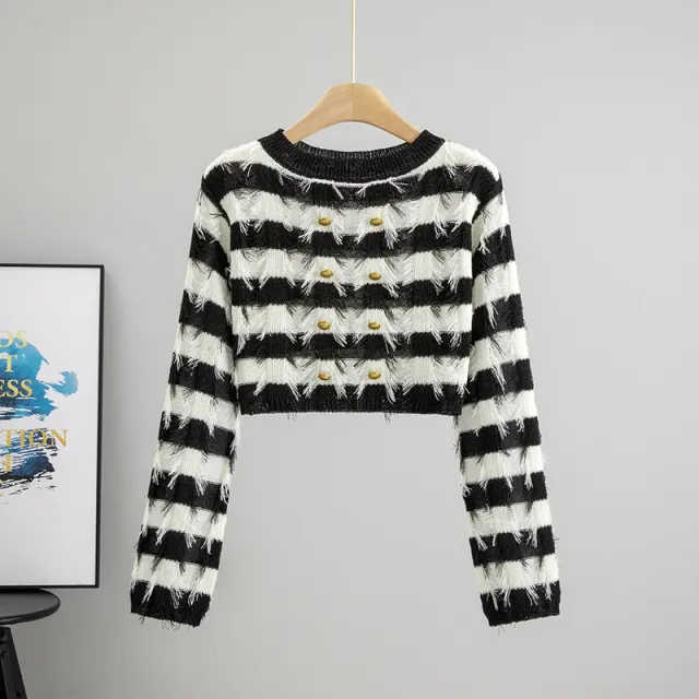 Long Sleeve Sweater Design French Style Off the neck Knitted Top Black - Shop at LoveMi