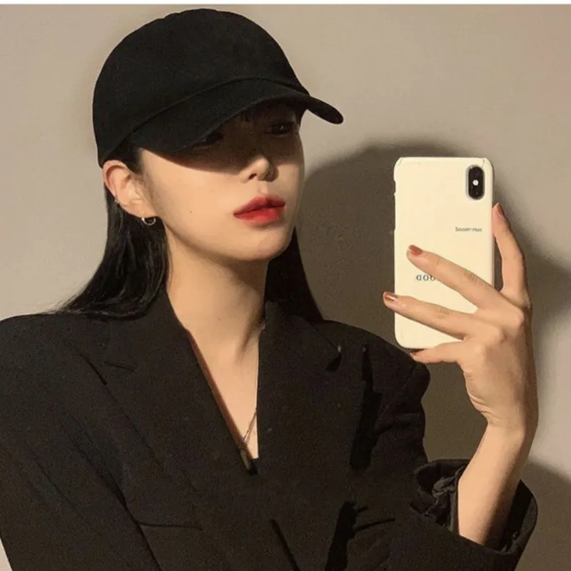 Hat Female Trendy Student Minimalist Sun Protection - Black