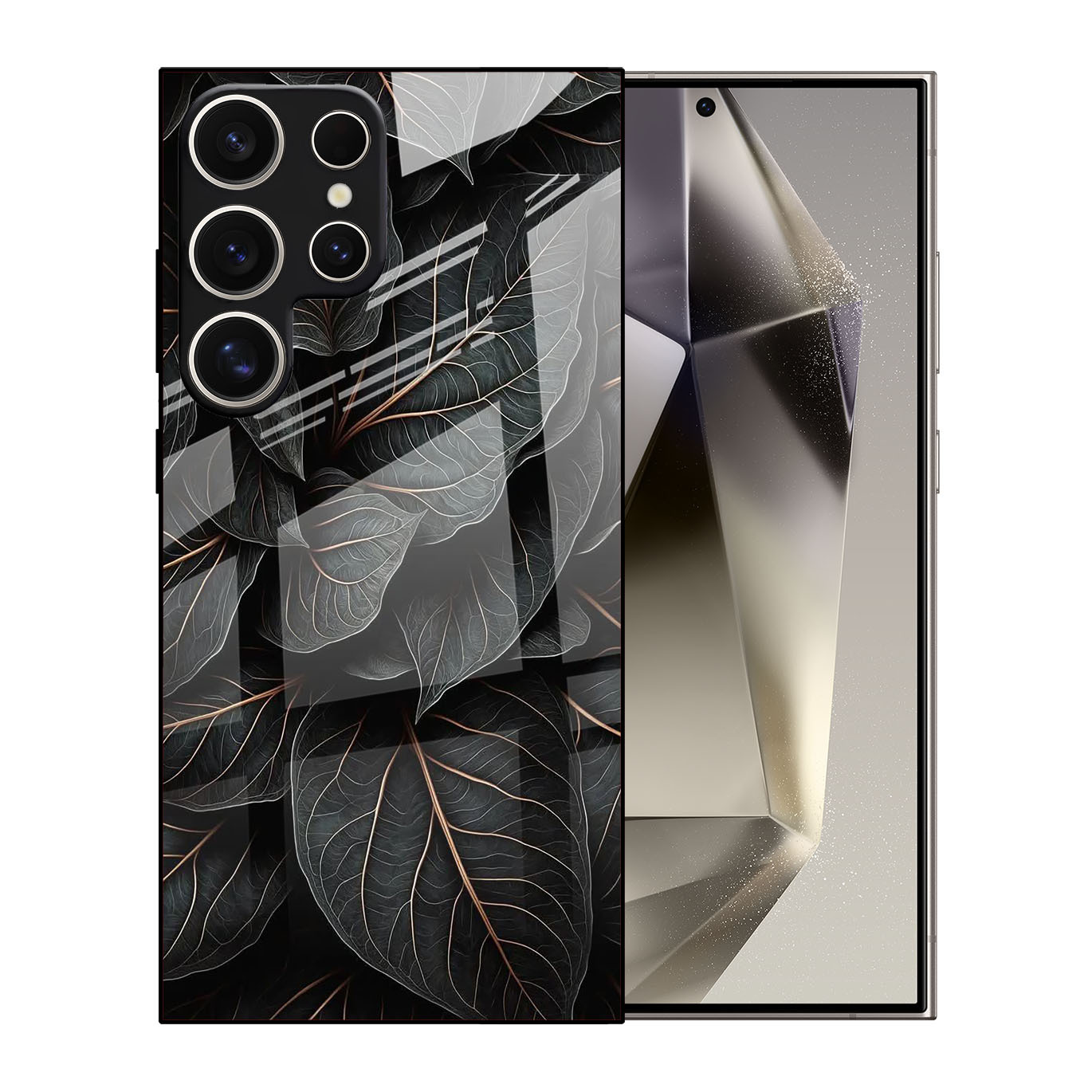 Glass Phone Case Golden Leaf Protective Cover