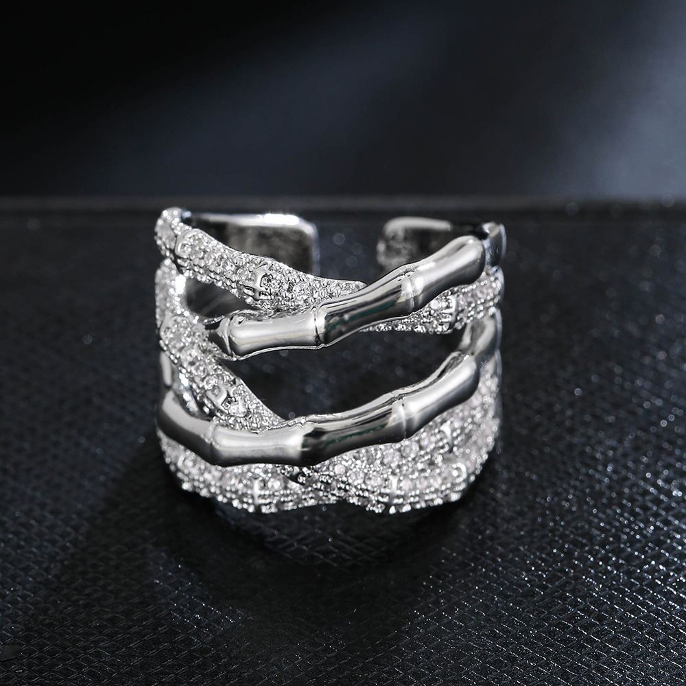 Copper Plated White K Micro-inlaid Zircon Ring Simple