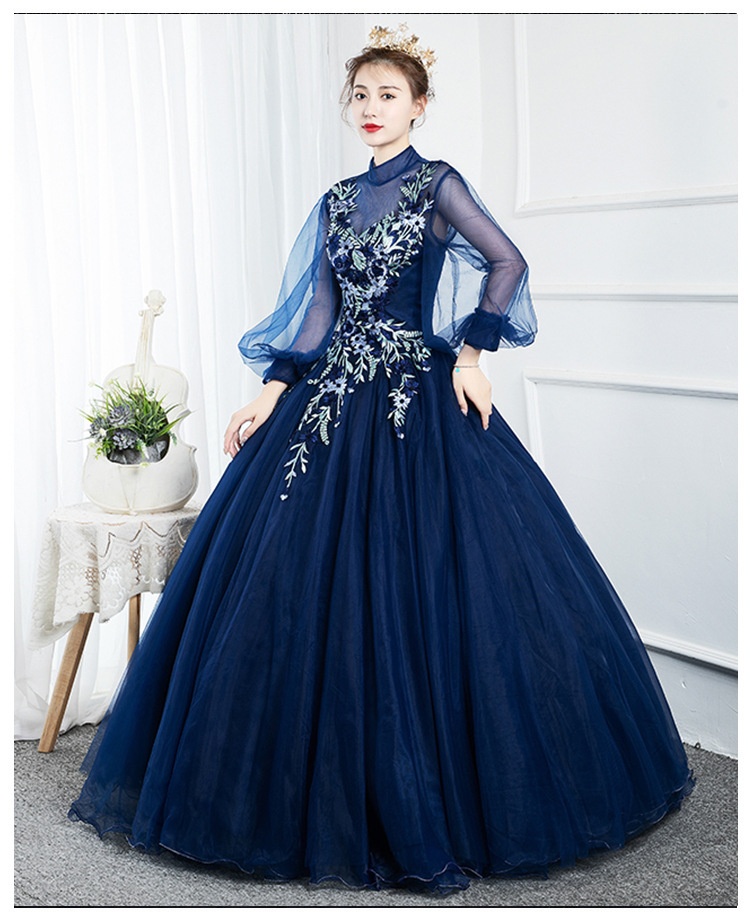 Long-Sleeve Mesh Evening Dress, picture 7 of 9