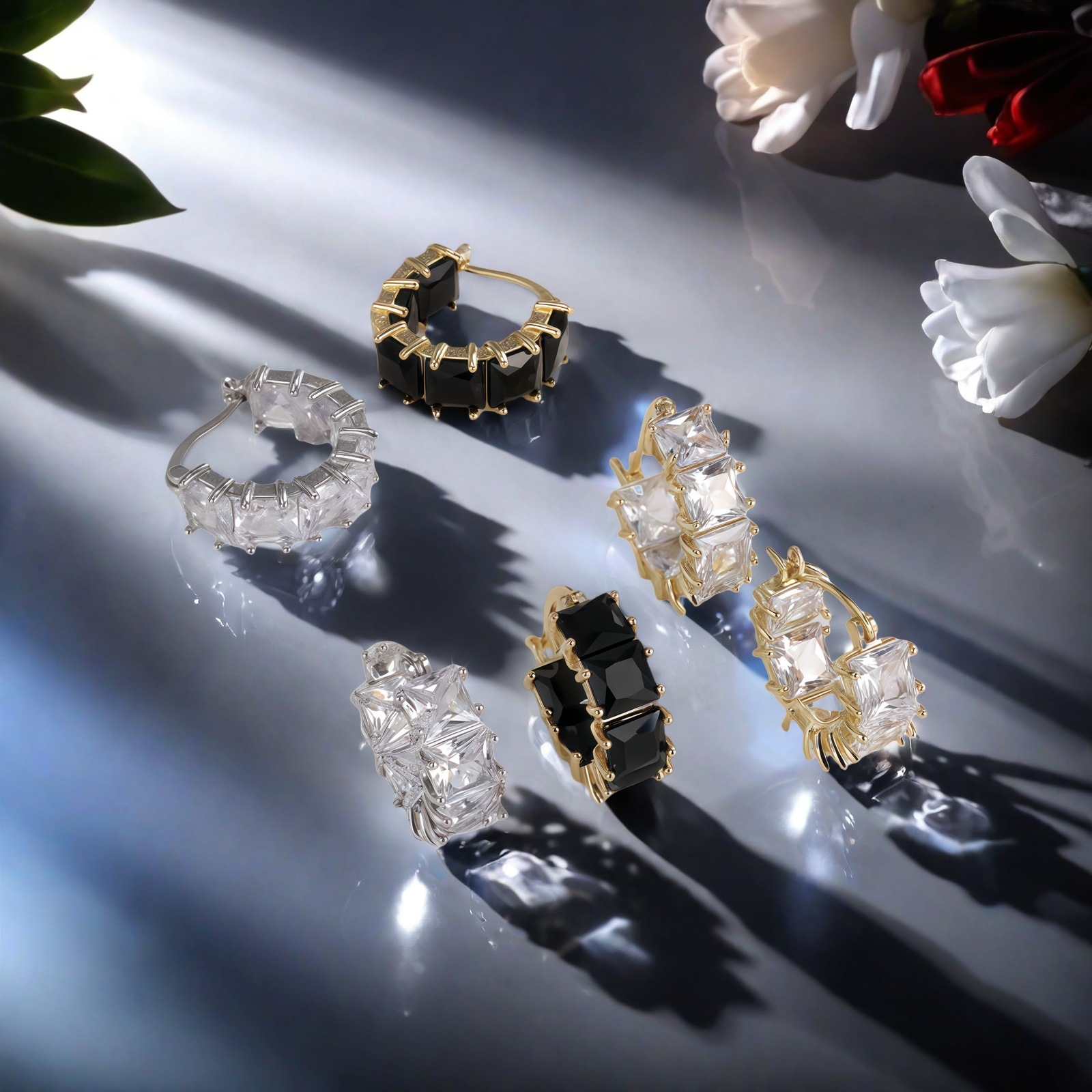 Crystal All-Match Ear Clips Copper-Set Zircon Earrings For Women