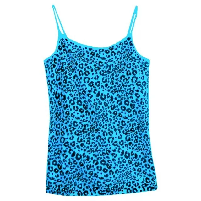 Leopard Print Sexy All match Fashion Street Style Elegance Sleeveless Slim Strap Top Blue - Shop at LoveMi