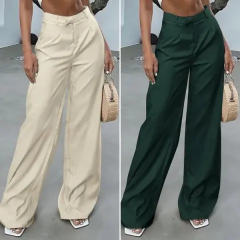 Women's Solid Color Pocket High Waist Trousers