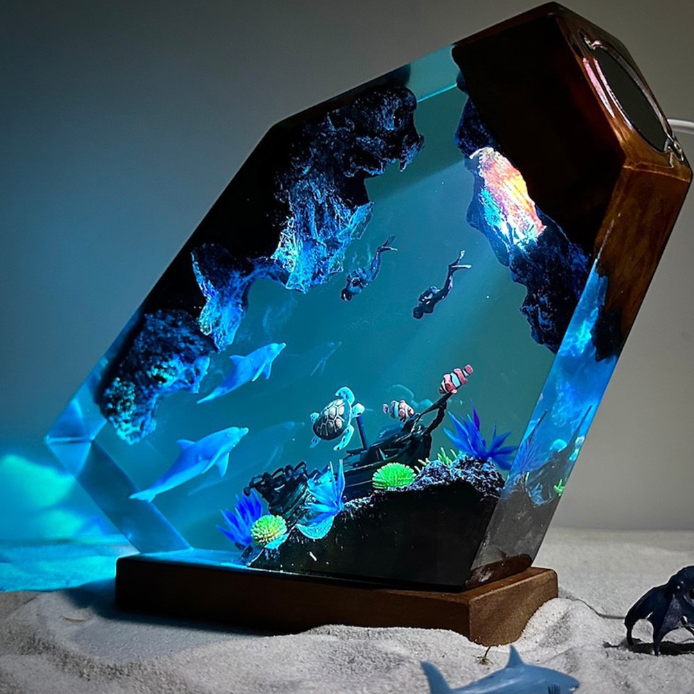 Resin Orca Diver Night Light