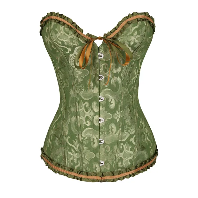 European And American Gathered Waist Court Corset Vest Yellow Green - Shop at LoveMi