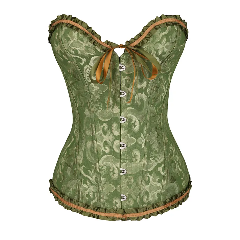 European And American Gathered Waist Court Corset Vest - Yellow Green