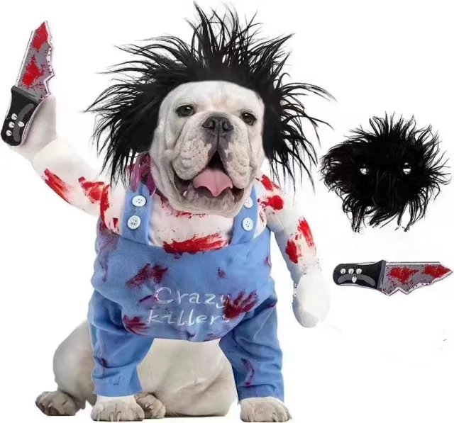 Pet Bloody Little girl Style Clothes Pet Costume Halloween Christmas Clothes Cat And Dog Sand Carving Whole Clothes Bloody Doll - Shop at LoveMi