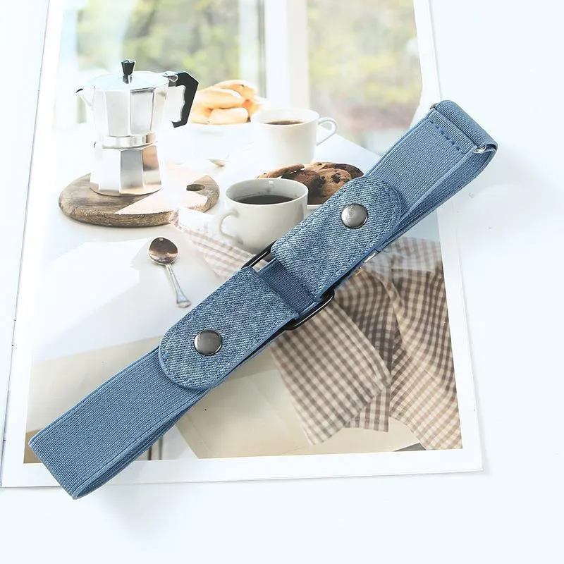 Women's Elastic Non-porous Decorative All-matching Jeans Belt - Light Blue