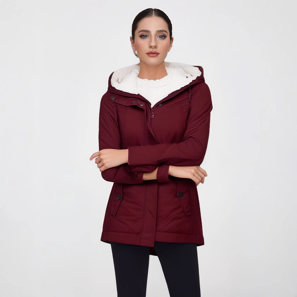 Women's Casual All-match Fleece-lined Hooded Jacket